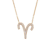 Zodiac Star Sign Pendant Necklace Rose Gold Aries
