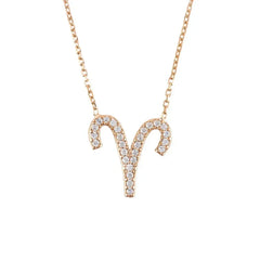 Zodiac Star Sign Pendant Necklace Rose Gold Aries