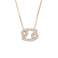 Zodiac Star Sign Pendant Necklace Rose Gold Cancer
