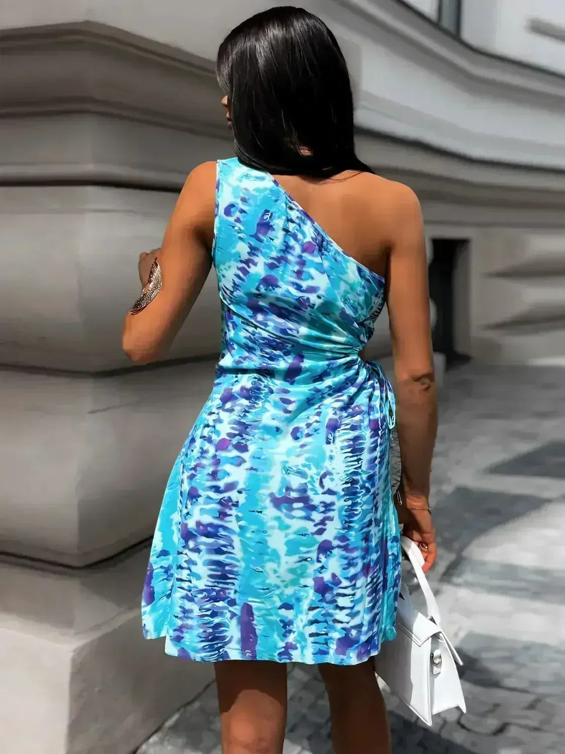 Cutout Printed Sleeveless Mini Dress - Femstylo