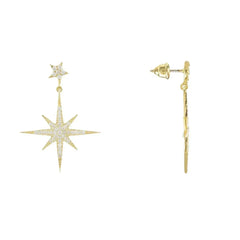 Petite Star Burst Drop Earrings Gold - Femstylo