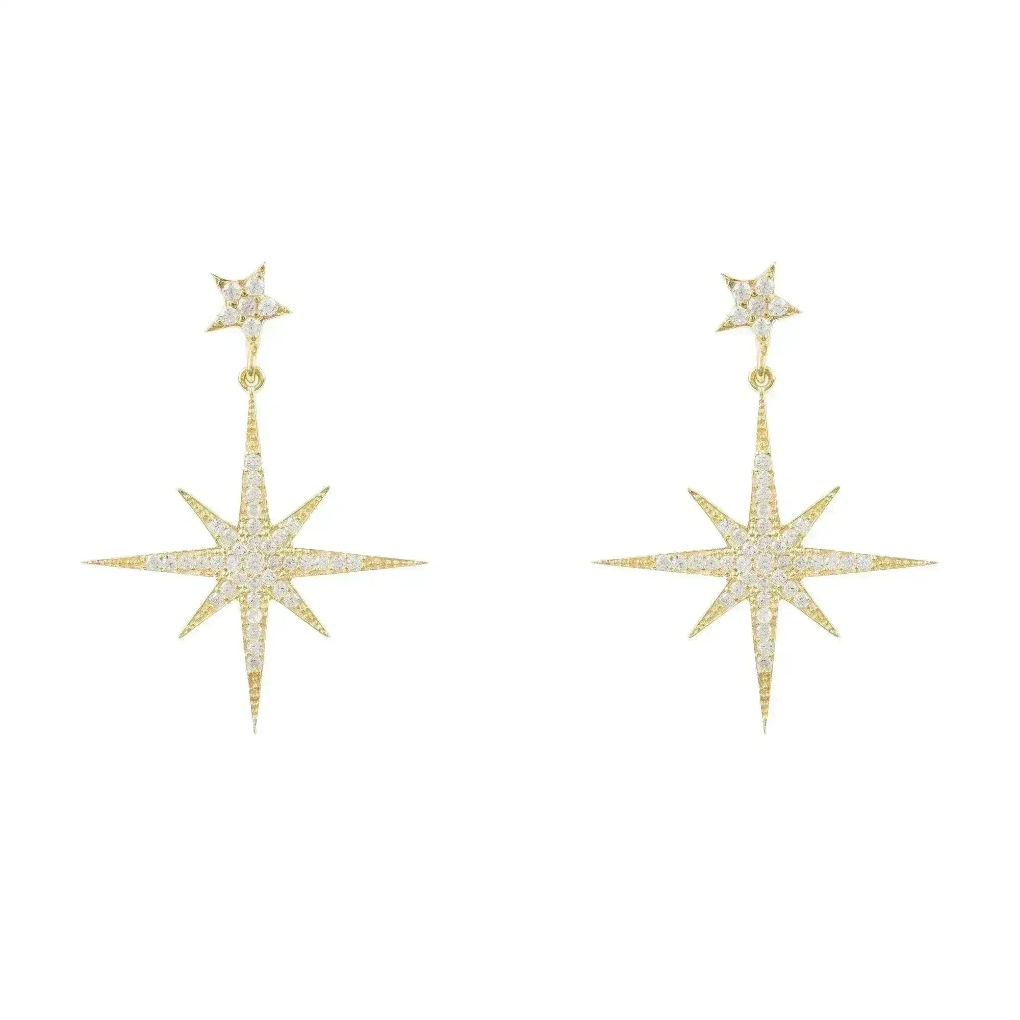 Petite Star Burst Drop Earrings Gold - Femstylo