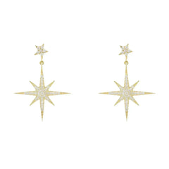 Petite Star Burst Drop Earrings Gold - Femstylo