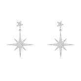 Petite Star Burst Drop Earrings Silver - Femstylo