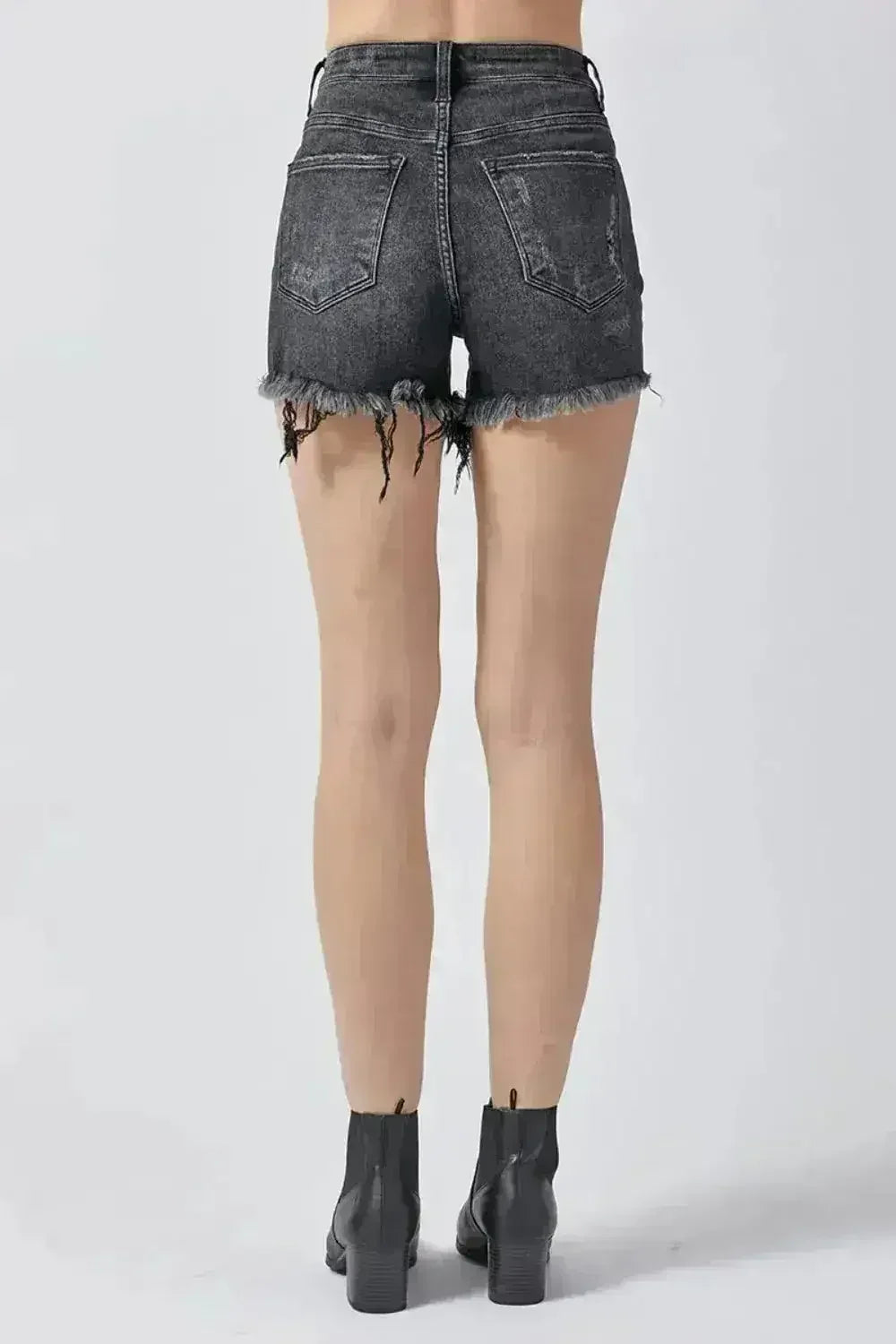 RISEN Raw Hem Denim Shorts with Pockets - Femstylo