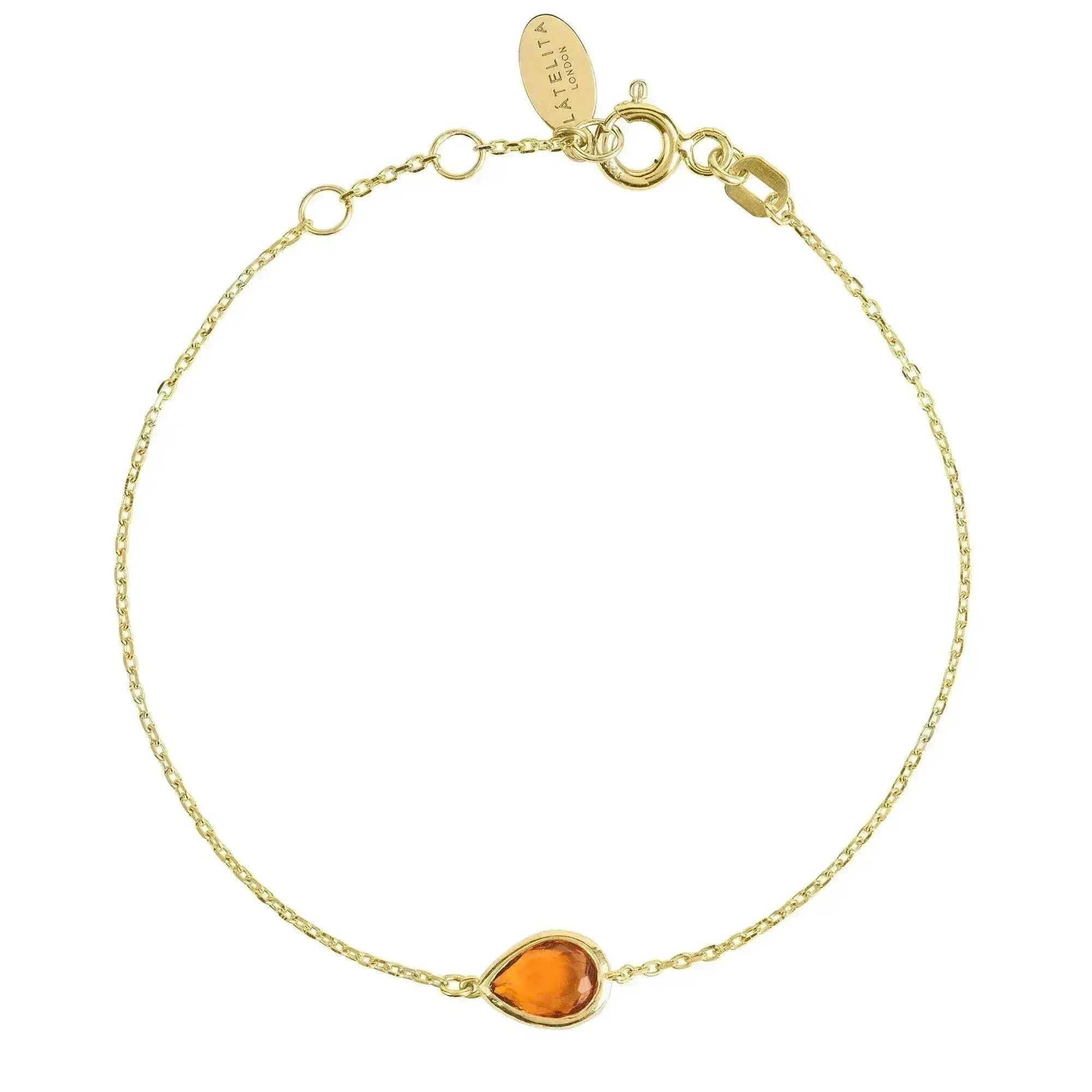 Pisa Mini Teardrop Bracelet Gold Citrine - Femstylo