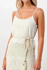 Boho-Inspired Embroidered Maxi Dress with Adjustable Straps - Femstylo