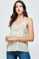 Women's Embellished Spaghetti Strap Camisole Top - Femstylo