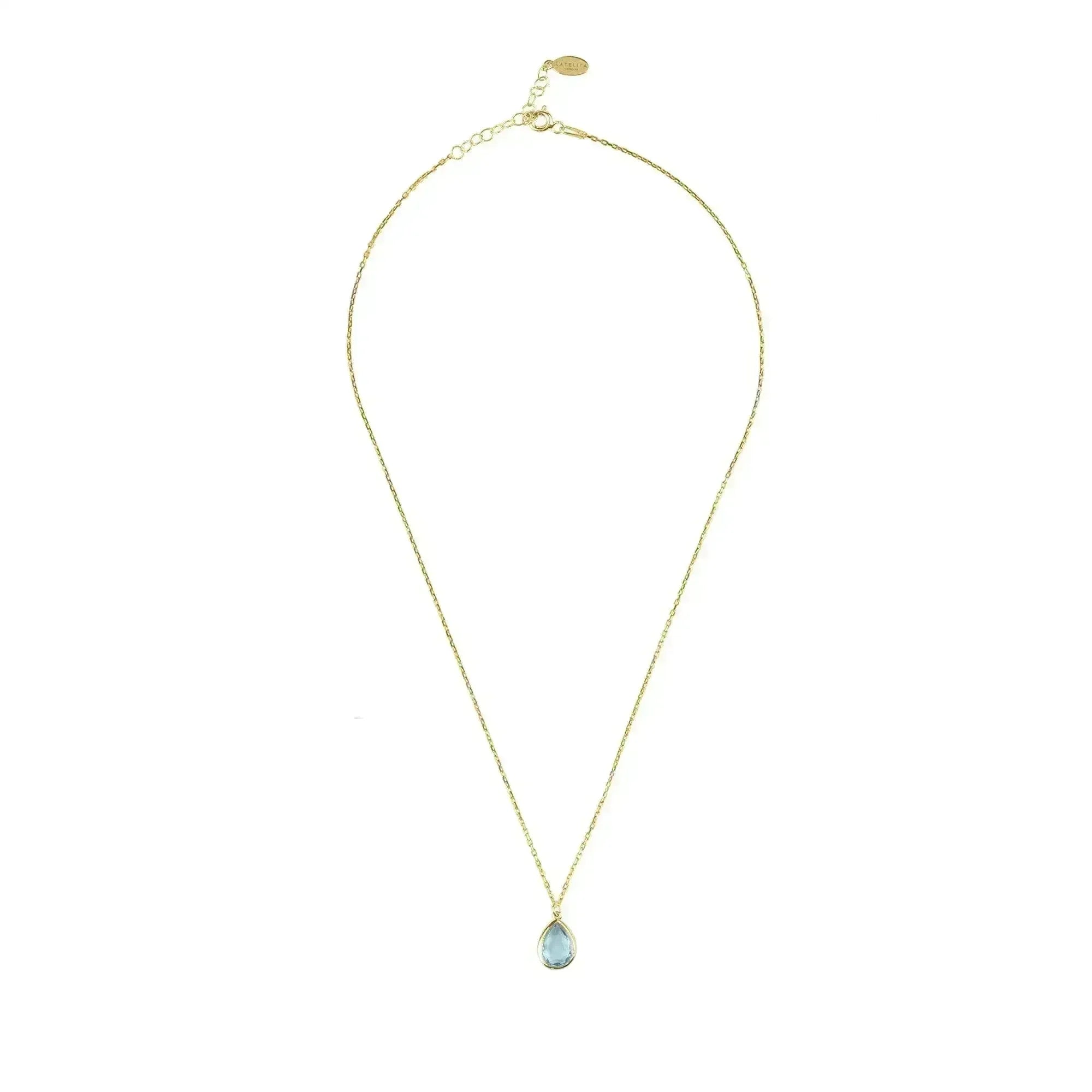 Pisa Mini Teardrop Necklace Gold Blue Topaz - Femstylo