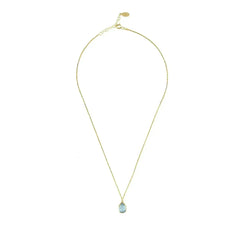 Pisa Mini Teardrop Necklace Gold Blue Topaz - Femstylo