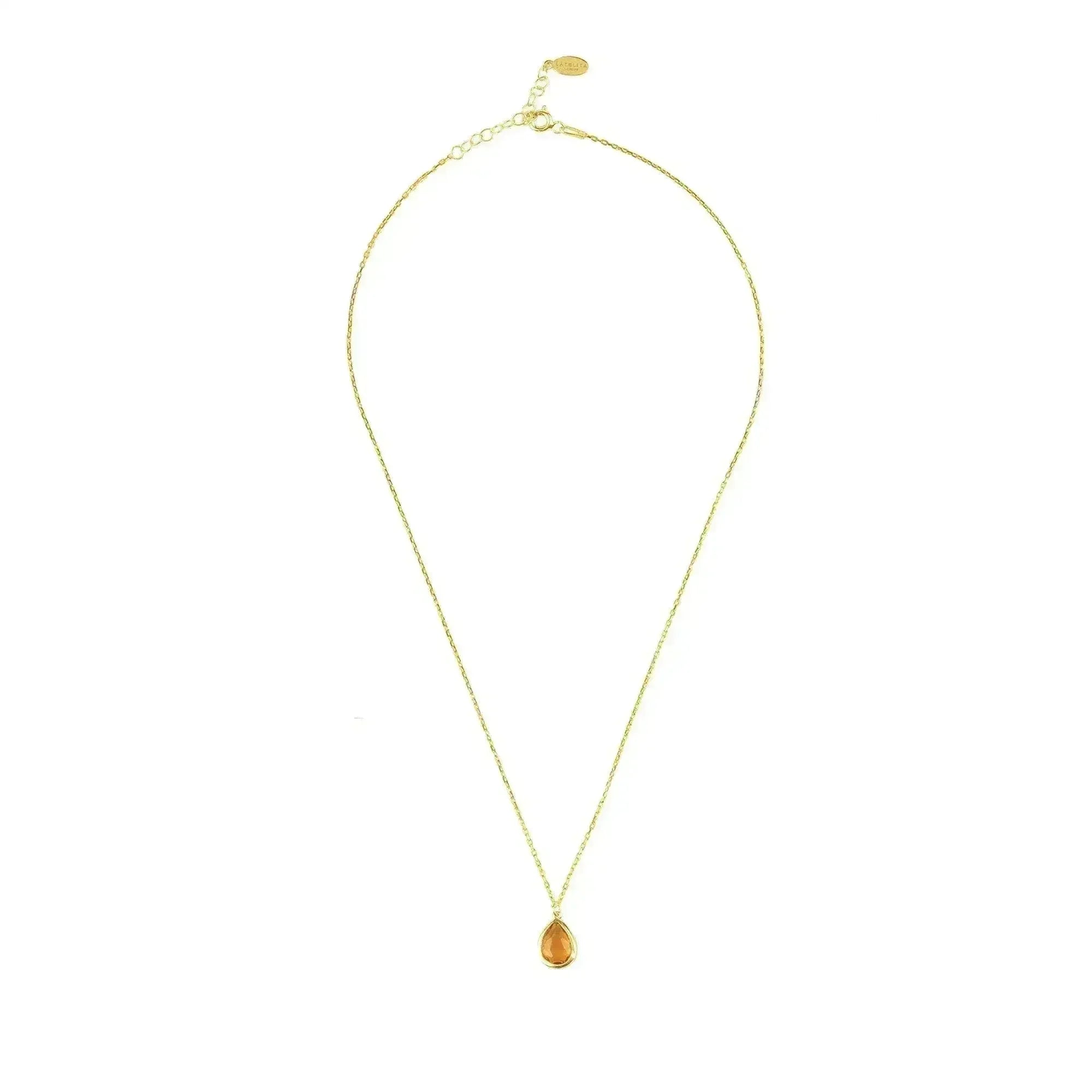 Pisa Mini Teardrop Necklace Gold Citrine - Femstylo