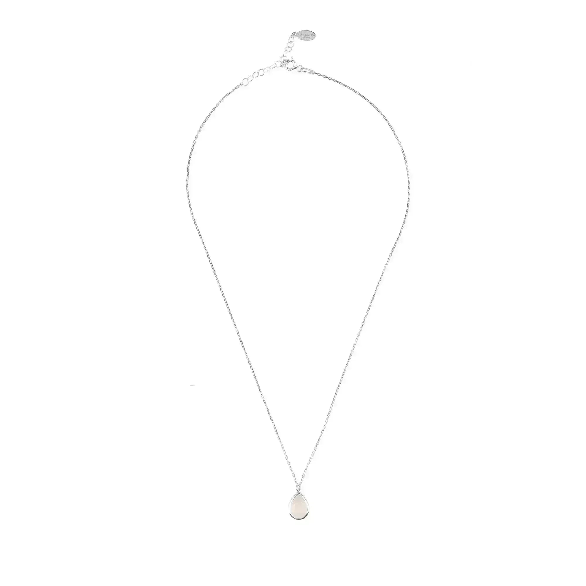 Pisa Mini Teardrop Necklace Silver Rose Quartz - Femstylo