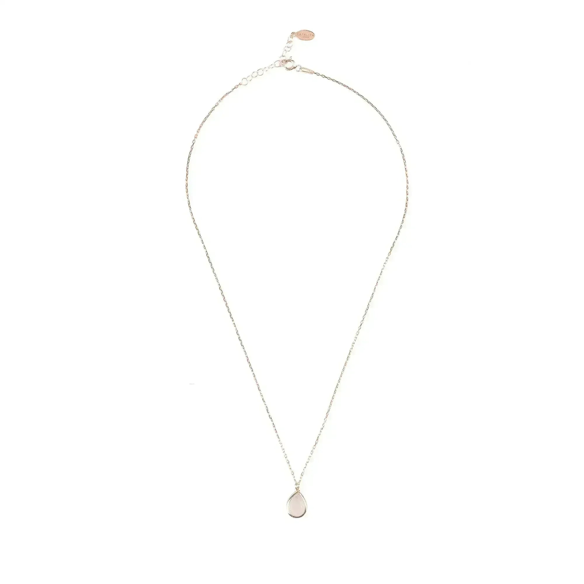 Pisa Mini Teardrop Necklace Rosegold Rose Quartz - Femstylo