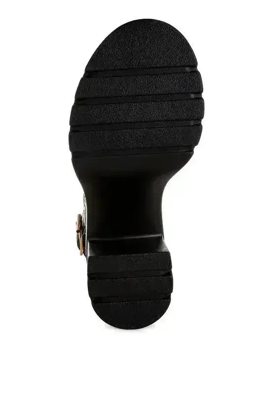 Urla Eyelet Detail Platform Heel Sandals - Femstylo