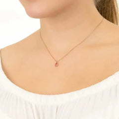 Pisa Mini Teardrop Necklace Rosegold Rose Quartz - Femstylo
