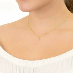 Pisa Mini Teardrop Necklace Gold Citrine - Femstylo