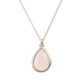 Pisa Mini Teardrop Necklace Rosegold Rose Quartz - Femstylo