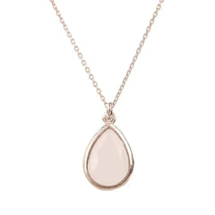 Pisa Mini Teardrop Necklace Rosegold Rose Quartz - Femstylo