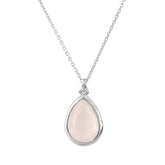 Pisa Mini Teardrop Necklace Silver Rose Quartz - Femstylo