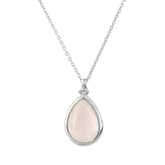 Pisa Mini Teardrop Necklace Silver Rose Quartz - Femstylo