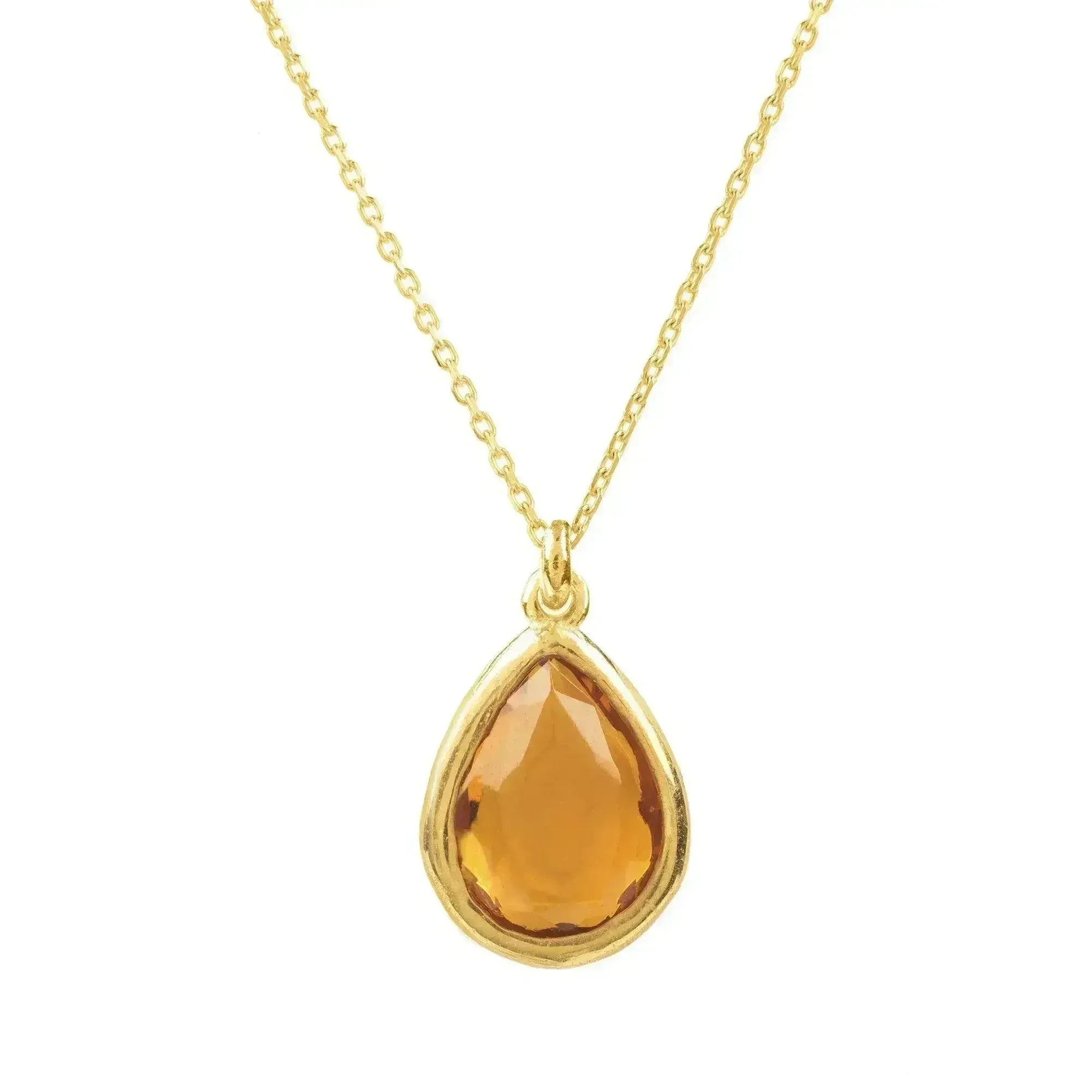 Pisa Mini Teardrop Necklace Gold Citrine - Femstylo