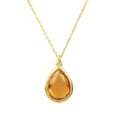 Pisa Mini Teardrop Necklace Gold Citrine - Femstylo