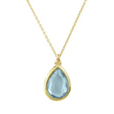 Pisa Mini Teardrop Necklace Gold Blue Topaz - Femstylo