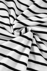 Black Stripe Half Sleeve Scoop Neck Loose Top