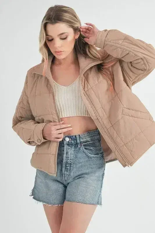 Aemi + Co Quilted Zip Up Puffer Jacket - Femstylo