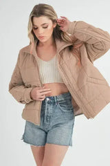 Aemi + Co Quilted Zip Up Puffer Jacket - Femstylo