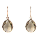 Petite Drop Earrings Smokey Quartz Rosegold - Femstylo