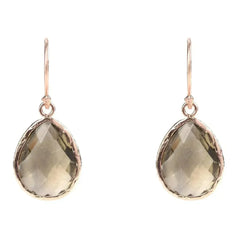 Petite Drop Earrings Smokey Quartz Rosegold - Femstylo