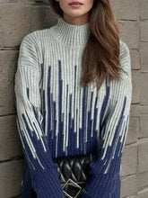 Contrast Mock Neck Long Sleeve Sweater - Femstylo