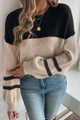 Parchment Colorblock Striped Sleeve Detail Knit Sweater