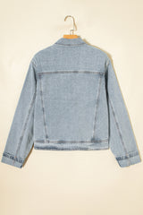 Beau Blue Street Style Zip Up Washed Denim Jacket