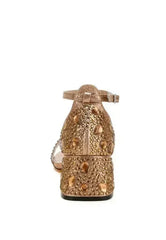 Nocturnal Rhinestone Embellished Shimmer Sandals - Femstylo