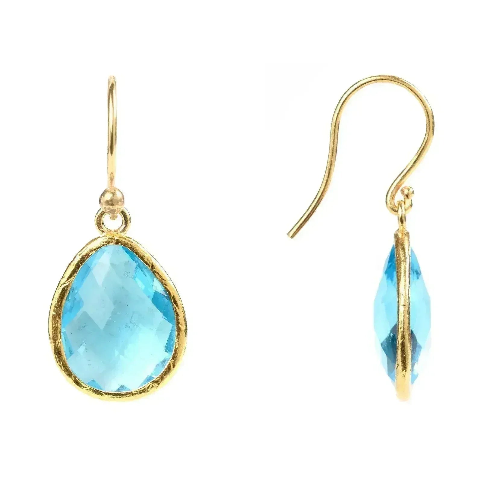 Petite Drop Earrings Blue Topaz Hydro Gold - Femstylo
