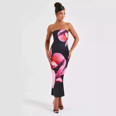 25 Edition – Backless Floral Draped Tube Maxi Dress (NICHE) - Femstylo