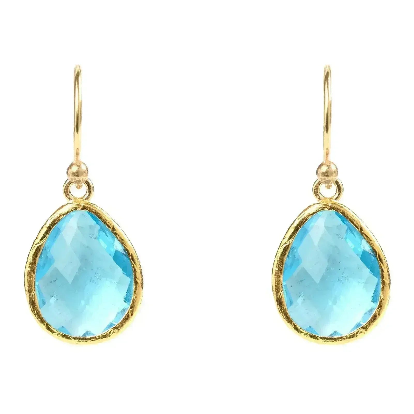 Petite Drop Earrings Blue Topaz Hydro Gold - Femstylo