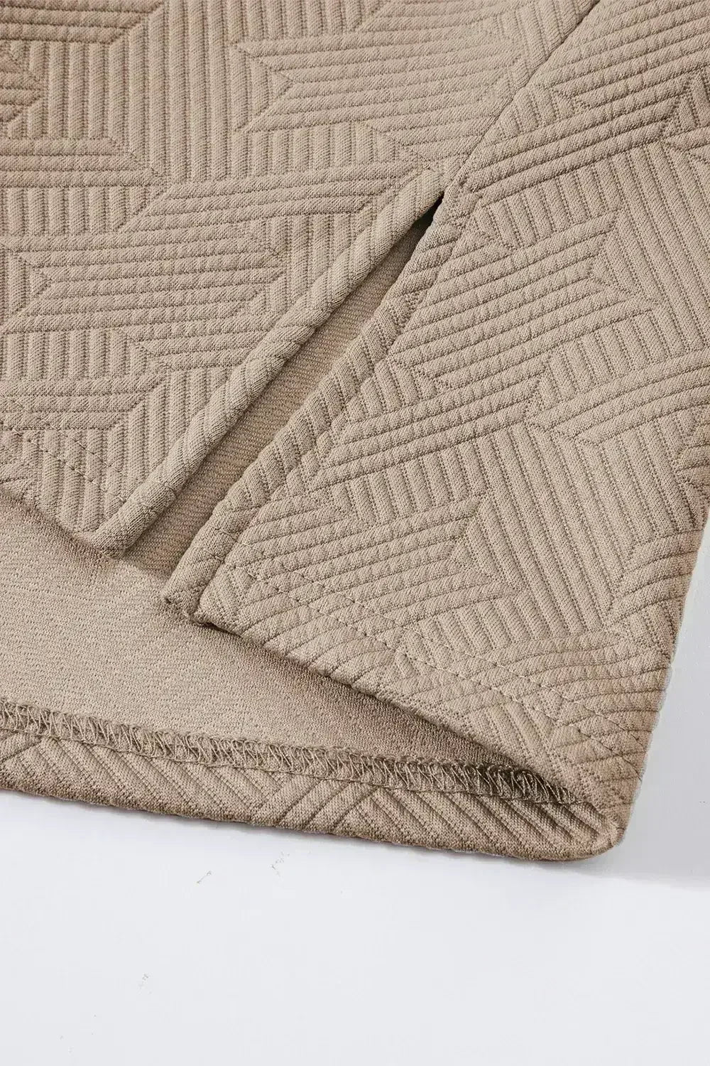 White Textured V Neck Collared Split Hem T Shirt - Femstylo