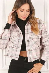 Plaid crop jacket - Femstylo