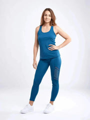 High-Waisted Pilates Leggings with Side Pockets & Mesh Panels - Femstylo