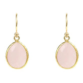 Petite Rose Quartz Drop Earrings - 22K Gold Plated Sterling Silver - Femstylo