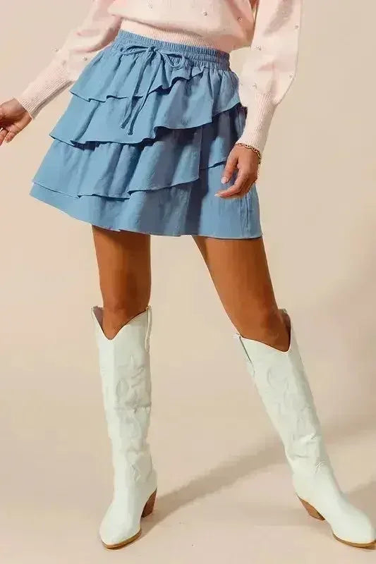 SO ME Asymmetrical Ruffled Game Day Skirt - Femstylo