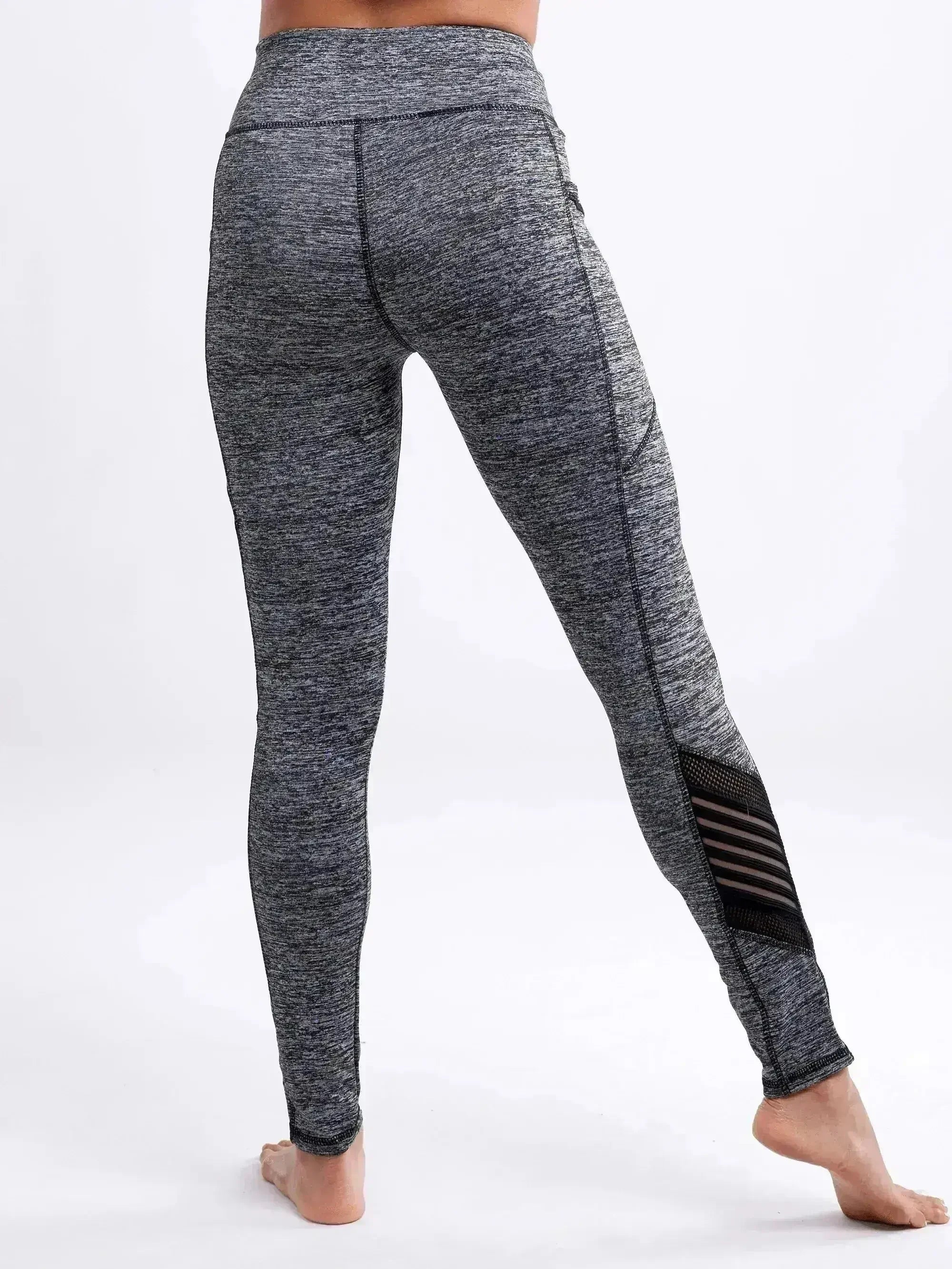 High-Waisted Pilates Leggings with Side Pockets & Mesh Panels - Femstylo