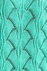 Mint Green Hollow Out Knit V Neck Drop Shoulder Sweater - Femstylo