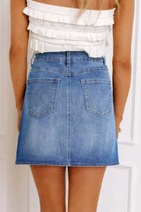 Ashleigh Blue Wrapped Crossed Waist Denim Mini Skirt - Femstylo