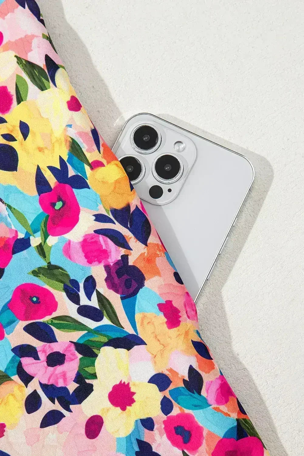 Pink Floral Puff Short Sleeve V Neck Mini Dress - Femstylo