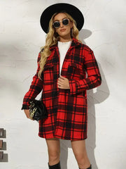 Plaid Collared Longline Coat - Femstylo