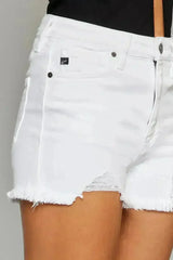Kancan Full Size High Rise Frayed Hem Denim Shorts - Femstylo